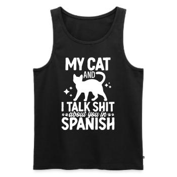 Meine Katze Und Ich Reden Scheiße Über Dich Lustige Pflegekatze - Männer Premium Bio Tank Top - Schwarz - Vorne - AI Model Male 178 light (178cm)