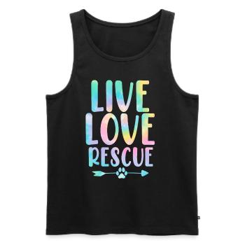 Live Love Sauvetage Sauver des animaux Tie Dye Drôle Animal de compagnie - Débardeur bio Premium Homme - noir - Devant - Michal (187cm)