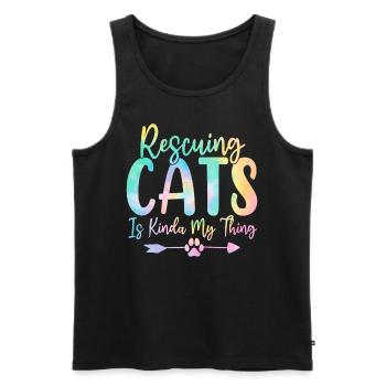 Rescuing Cats Is Kinda My Thing Cat Tie Dye - Men's Premium Organic Tank Top - black - Front - Michal (187cm)