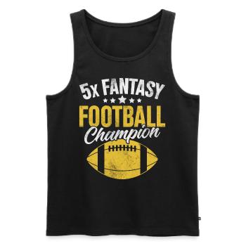 5x Fantasy Football Champion FFL Champ Football - Débardeur bio Premium Homme - noir - Devant - AI Model Male 178 light (178cm)