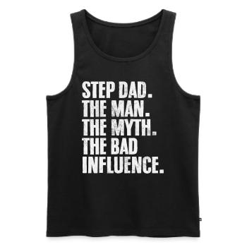 Beau-père L’homme Le mythe Bonus Papa Drôle - Débardeur bio Premium Homme - noir - Devant - AI Model Male 178 light (178cm)