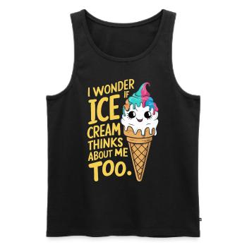 Je me demande si Frozen Cream ne pense pas à moi trop drôle - Débardeur bio Premium Homme - noir - Devant - AI Model Male 178 light (178cm)