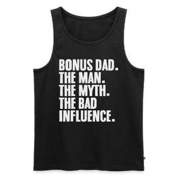 Bonus: Papa, der Mann, der Mythos, der schlechte Einfluss - Männer Premium Bio Tank Top - Schwarz - Vorne - Michal (187cm)