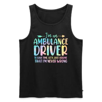 Chauffeur d’ambulance Tie Dye First Aid EMS Emergency - Débardeur bio Premium Homme - noir - Devant - AI Model Male 178 light (178cm)
