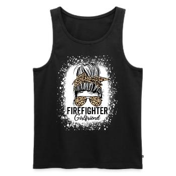 Feuerwehrmann Freundin Leopard Unordentliches Brötchen Lustig - Männer Premium Bio Tank Top - Schwarz - Vorne - Michal (187cm)