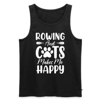 Rowing And Cats Makes Me Happy Funny Coxswain - Men's Premium Organic Tank Top - black - Front - AI Model Male 178 light (178cm)