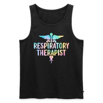Inhalothérapeute Tie Dye Healthcare Lung - Débardeur bio Premium Homme - noir - Devant - AI Model Male 178 light (178cm)