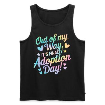 Aus dem Weg, es ist endlich Adoptionstag Batik Dye - Männer Premium Bio Tank Top - Schwarz - Vorne - Michal (187cm)