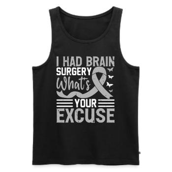 J’ai subi une opération du cerveau Quelle est votre excuse cerveau - Débardeur bio Premium Homme - noir - Devant - Michal (187cm)