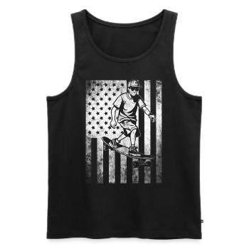 Lustig Skaten USA Flagge Longboarden Skateboarding - Männer Premium Bio Tank Top - Schwarz - Vorne - AI Model Male 178 light (178cm)