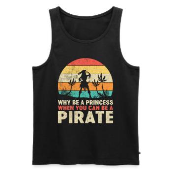 Pourquoi être une princesse quand on peut être un pirate rétro - Débardeur bio Premium Homme - noir - Devant - Michal (187cm)
