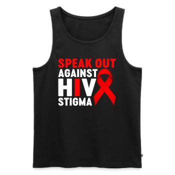 Speak Out Against HIV Stigma Red Ribbon HIV - Men's Premium Organic Tank Top - black - Front - AI Model Male 178 light (178cm)