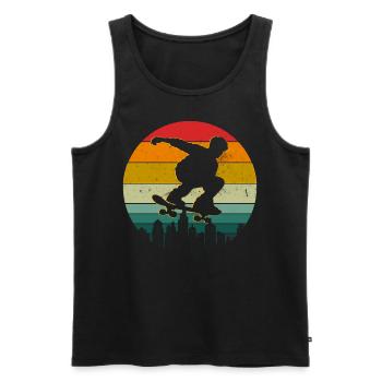 Retro Skate Longboarden Ausführen von Tricks - Männer Premium Bio Tank Top - Schwarz - Vorne - AI Model Male 178 light (178cm)