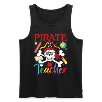 Piratenlehrer Schatzsuche Kreuzknochen Lustig - Männer Premium Bio Tank Top - Schwarz - Vorne - AI Model Male 178 light (178cm)