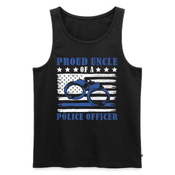 Proud Uncle Of A Police Officer USA Flag Law - Men's Premium Organic Tank Top - black - Front - Michal (187cm)
