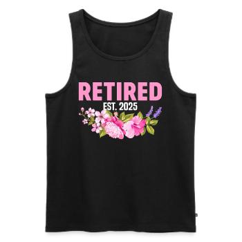 Retired Est 2025 Funny Floral Retirement Woman - Men's Premium Organic Tank Top - black - Front - AI Model Male 178 light (178cm)