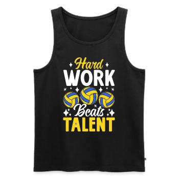 Hard Work Beats Talent Bump Set Spike Funny Smash - Men's Premium Organic Tank Top - black - Front - AI Model Male 178 light (178cm)