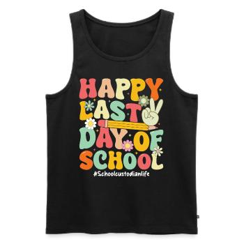 Happy Last Day Of School Funny Janitorial - Men's Premium Organic Tank Top - black - Front - AI Model Male 178 light (178cm)