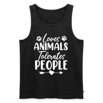 Aime les animaux Tolère les gens Refuge pour animaux de compagnie Animal - Débardeur bio Premium Homme - noir - Devant - Michal (187cm)