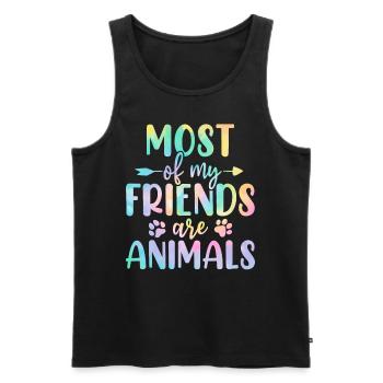 Die meisten meiner Freunde sind Tiere Tie Dye Tier - Männer Premium Bio Tank Top - Schwarz - Vorne - Michal (187cm)