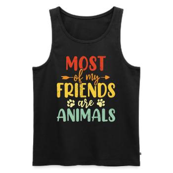 Die meisten meiner Freunde sind Tiere Retro Tierheim - Männer Premium Bio Tank Top - Schwarz - Vorne - Michal (187cm)