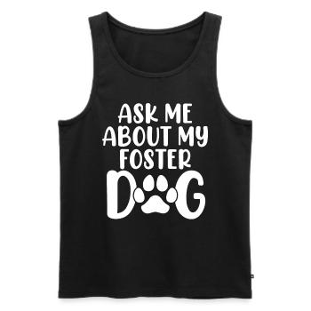 Posez-moi des questions sur les animaux de mon refuge pour chiens en famille d’accueil - Débardeur bio Premium Homme - noir - Devant - Michal (187cm)