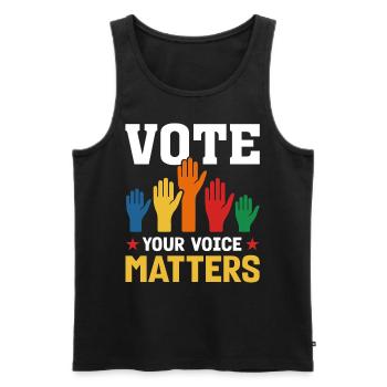 Votez Votre voix compte Élections Vote Politique - Débardeur bio Premium Homme - noir - Devant - Michal (187cm)