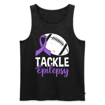 Tackle Epilepsie Volleyball Lila Band Nervös - Männer Premium Bio Tank Top - Schwarz - Vorne - AI Model Male 178 light (178cm)