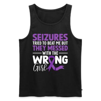 Krampfanfälle versuchten, mich zu besiegen lila Bandepilepsie - Männer Premium Bio Tank Top - Schwarz - Vorne - Michal (187cm)
