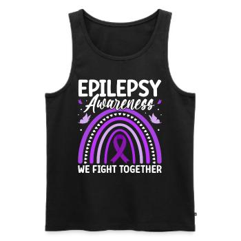 We Fight Together Purple Nervous System Epilepsy - Men's Premium Organic Tank Top - black - Front - AI Model Male 178 light (178cm)