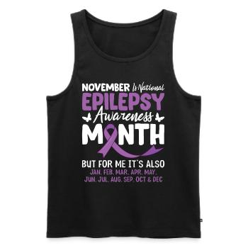 Epilepsie-Bewusstsein, lila Schleife, Nervensystem - Männer Premium Bio Tank Top - Schwarz - Vorne - Michal (187cm)