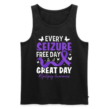Every Seizure Free Day Purple Ribbon Epilepsy - Men's Premium Organic Tank Top - black - Front - Michal (187cm)