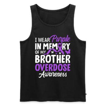 Ich trage Lila in Erinnerung an die Überdosis meines Bruders - Männer Premium Bio Tank Top - Schwarz - Vorne - Michal (187cm)