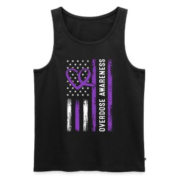 Overdose Awareness USA Flag Purple Ribbon Drug - Men's Premium Organic Tank Top - black - Front - Michal (187cm)