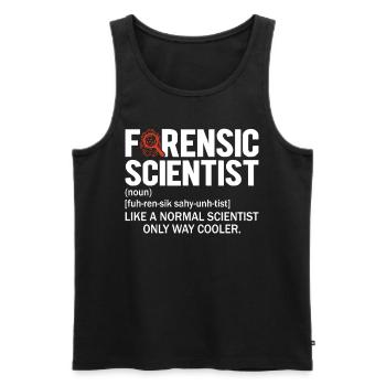 Scientifique médico-légal Drôle Définition Scène de crime - Débardeur bio Premium Homme - noir - Devant - AI Model Male 178 light (178cm)