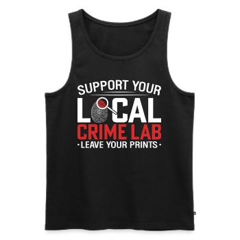 Support Your Local Crime Lab Funny Forensic Crime - Men's Premium Organic Tank Top - black - Front - Michal (187cm)