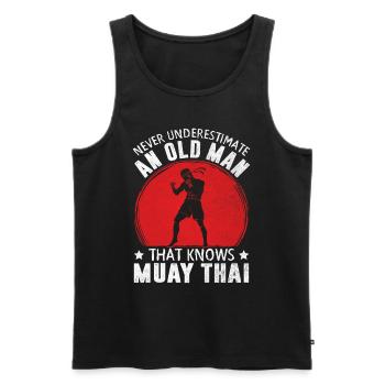 Vieil homme Muay Thai Drôle MMA Art de huit membres - Débardeur bio Premium Homme - noir - Devant - Michal (187cm)