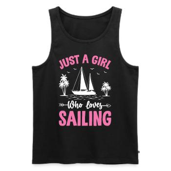 Juste une fille qui aime marin capitaine de mer drôle - Débardeur bio Premium Homme - noir - Devant - Michal (187cm)