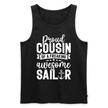 Fier cousin d’un marin Drôle de cousin à la voile - Débardeur bio Premium Homme - noir - Devant - Michal (187cm)