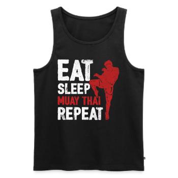Essen Schlaf Muay Thai Wiederholung Thai Boxen Kunst von - Männer Premium Bio Tank Top - Schwarz - Vorne - Michal (187cm)