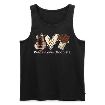 Peace Love Schokolade Schoko Süßigkeiten Süßwaren - Männer Premium Bio Tank Top - Schwarz - Vorne - Michal (187cm)
