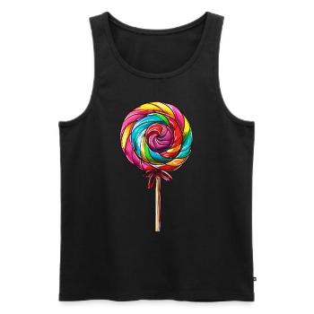 Drôle de bonbons confiserie collations Sweet Tooth - Débardeur bio Premium Homme - noir - Devant - Michal (187cm)
