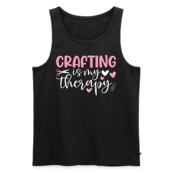 Basteln ist meine Therapie Lustiges Basteln Häkeln - Männer Premium Bio Tank Top - Schwarz - Vorne - Michal (187cm)