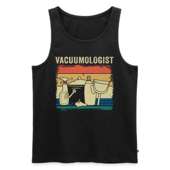 Vacuumologist Retro Cleaning Funny Housekeeping - Men's Premium Organic Tank Top - black - Front - Michal (187cm)