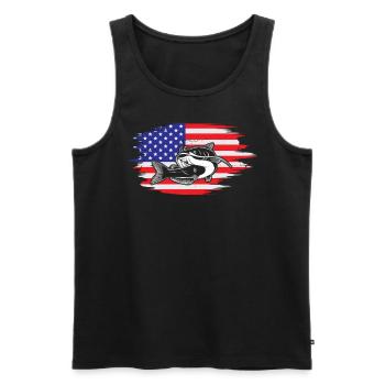 Lustiges Angeln USA Flagge Angler Wels Angeln - Männer Premium Bio Tank Top - Schwarz - Vorne - AI Model Male 178 light (178cm)
