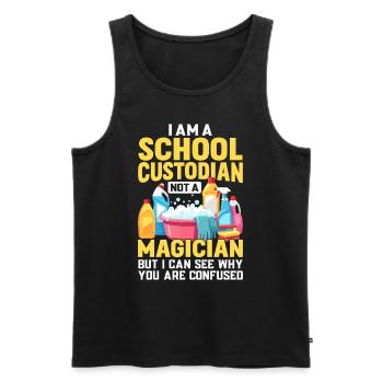 School Custodian Not A Magician Funny Maid - Men's Premium Organic Tank Top - black - Front - Michal (187cm)