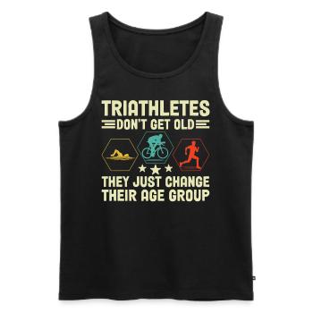 Triathleten bekommen keinen alten Retro Swim Bike Run - Männer Premium Bio Tank Top - Schwarz - Vorne - Michal (187cm)