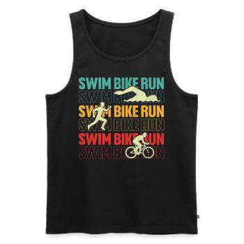 natation vélo course drôle triathlète rétro triathlon - Débardeur bio Premium Homme - noir - Devant - AI Model Male 178 light (178cm)
