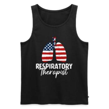 Inhalothérapeute USA Drapeau Santé pulmonaire Drôle - Débardeur bio Premium Homme - noir - Devant - Michal (187cm)