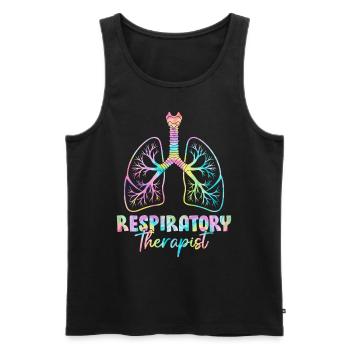 Inhalothérapeute Tie Dye Healthcare Lung - Débardeur bio Premium Homme - noir - Devant - Michal (187cm)